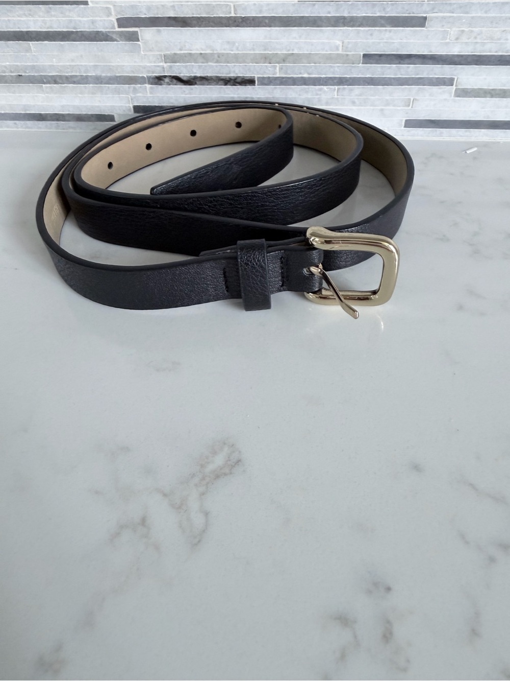 Anne Klein Black Belt with Gold-Tone Buckle size XL 46”